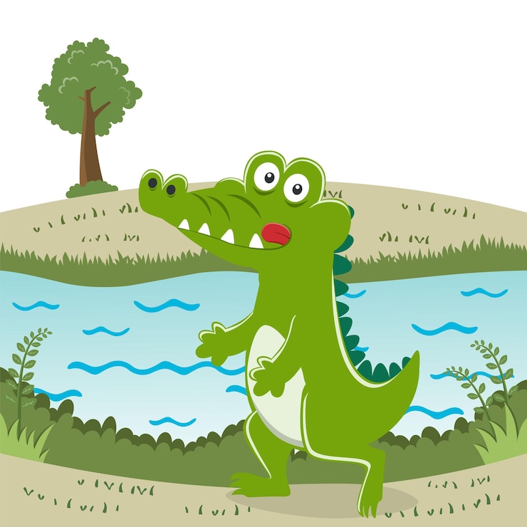 Vector cocodrilos felices en un pantano ilustración vectorial concepto de dibujos animados animales aislado puede usarse para tarjeta de felicitación tarjeta de invitación o mascota