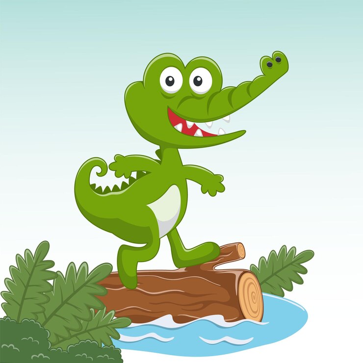 Vector cocodrilos felices en un pantano ilustración vectorial fondo infantil vector creativo