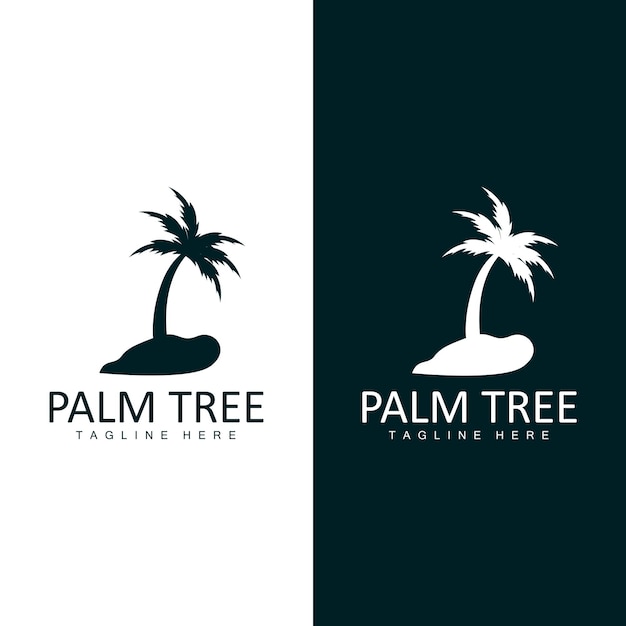 Cocotero Logo Palmera Puesta De Sol Playa Vector Elegante Minimalista Diseño Simple Símbolo Plantilla Icono