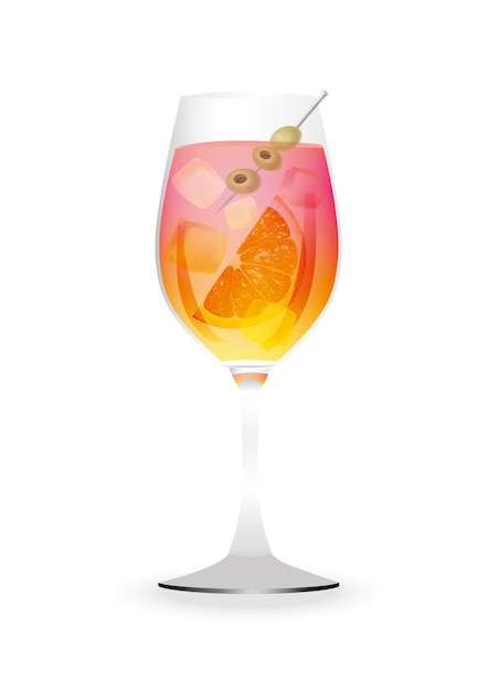 Cóctel de aperol spritz aislado en un vector de fondo blanco