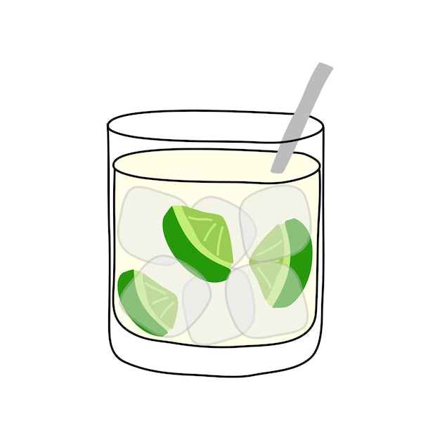 Vector cóctel de caipiriña. el estilo dibujado a mano.