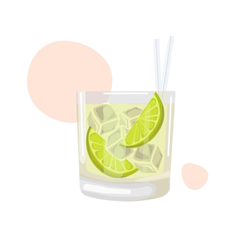 Vector cóctel caipirinha aislado con hielo y limón en color ilustración vectorial