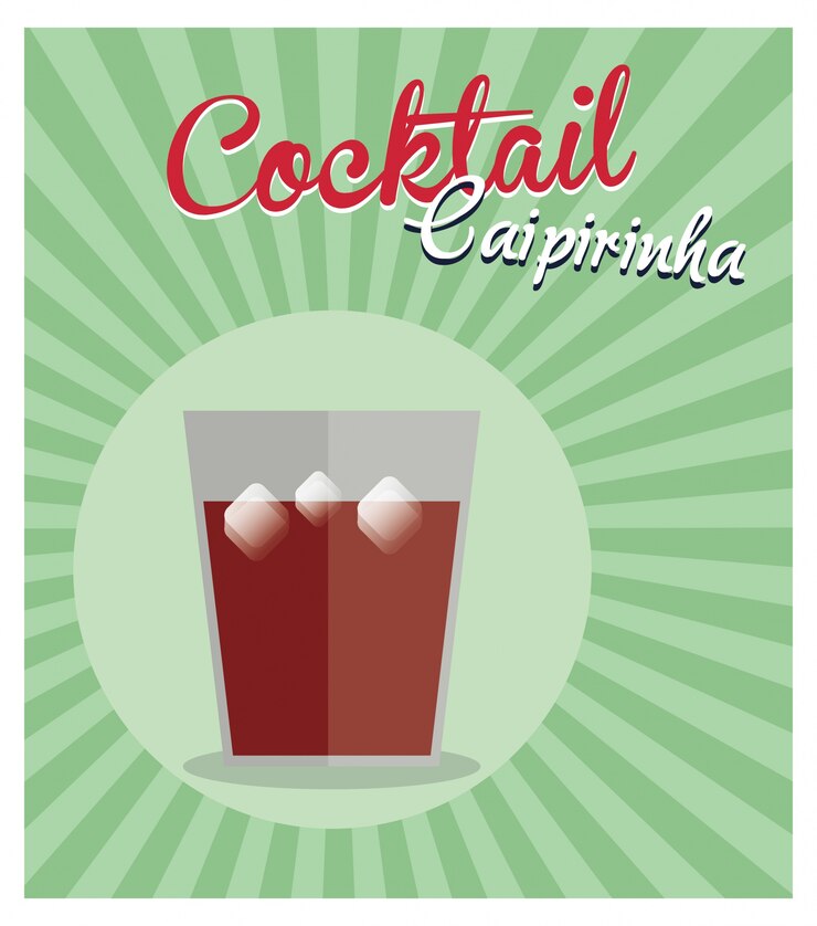 Vector cóctel caipirinha fondo vintage