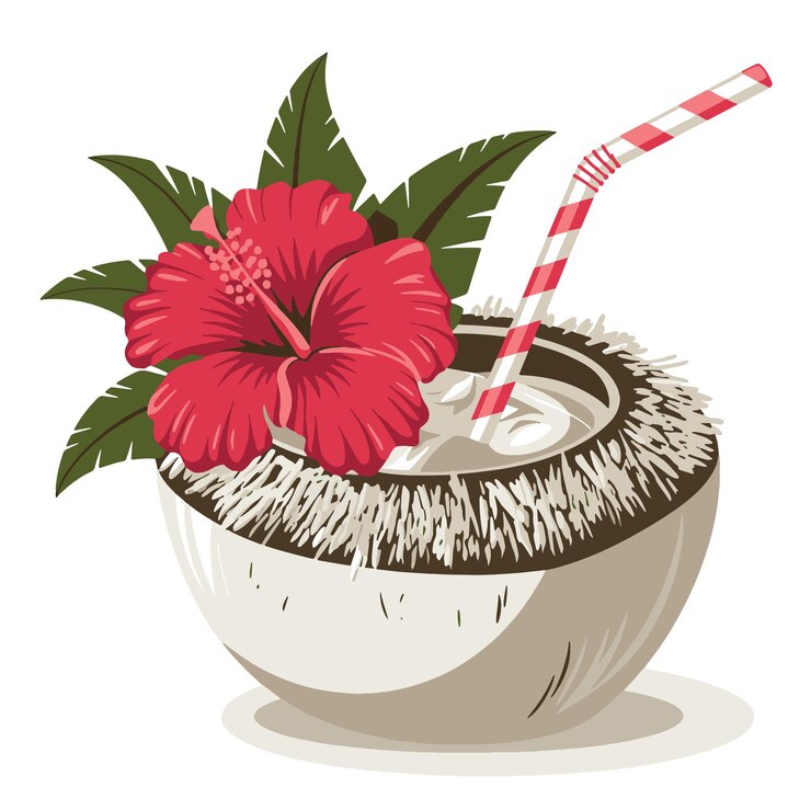 Vector cóctel de coco tropical