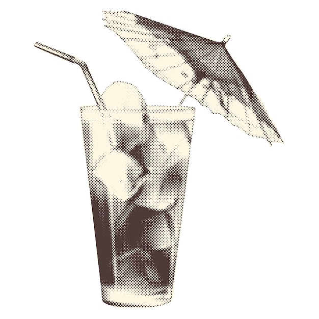 Cóctel con hielo y paraguas