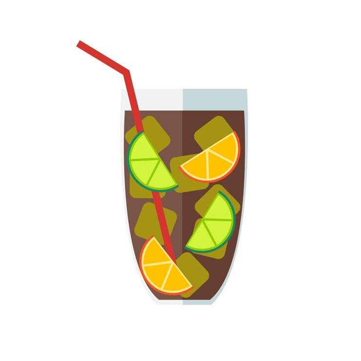 Vector cóctel de isla larga. cuba libre.