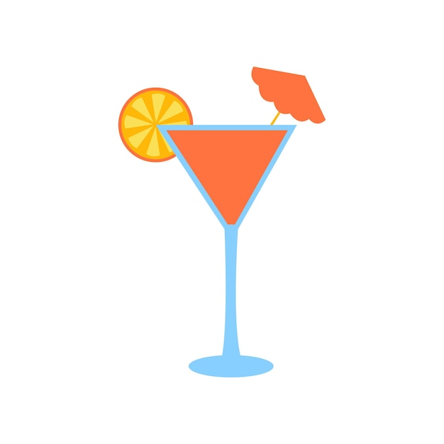 Cóctel de naranja de verano. Refrescante dulce cóctel verano vacaciones simple vector ilustración