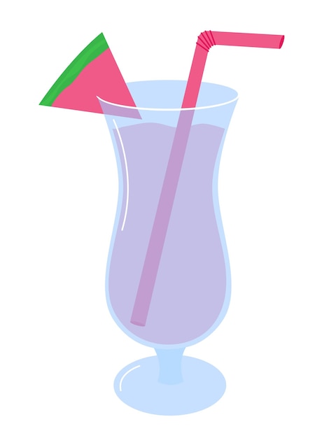 Cóctel de verano de sandía en una ilustración plana vectorial de vidrio