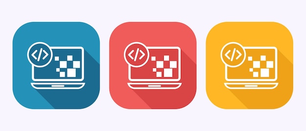 Code Development Icon Vector Design With Laptop Computer Concept In Modern Style Application Design