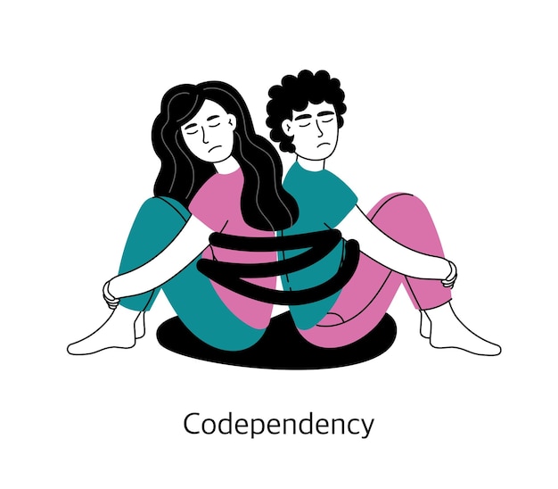 Codependencia en las relaciones El concepto de salud mental y psicología Ilustración vectorial