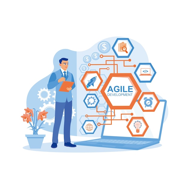 Codificación de computadoras destreza de negocios web ágil concepto de inicio rápido concepto de desarrolladores de software