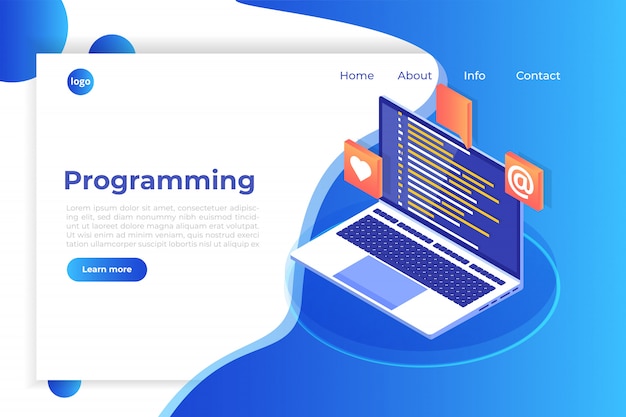 Codificación, desarrollo de software, concepto isométrico de programación