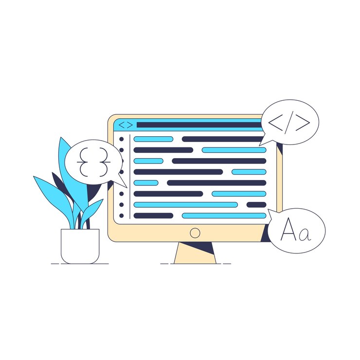 Vector codificación en un monitor de computadora con símbolos de código