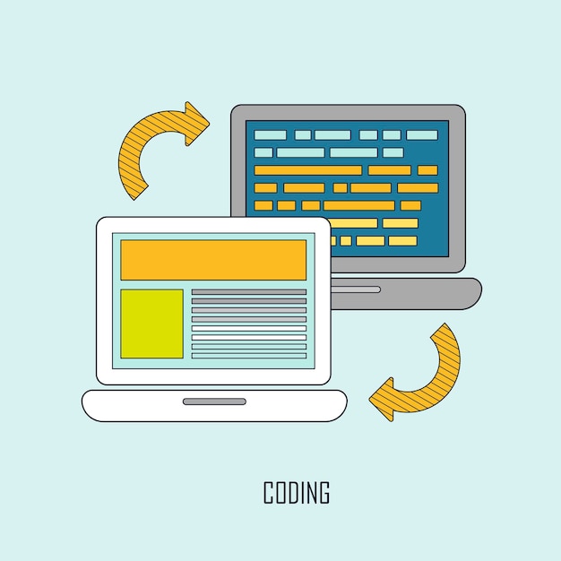 codificación y programación de páginas web en estilo de línea fina