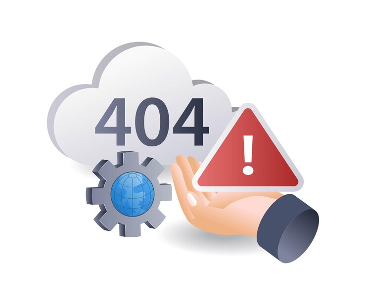 Vector código de advertencia de error 404 infográfico plano isométrico ilustración en 3d