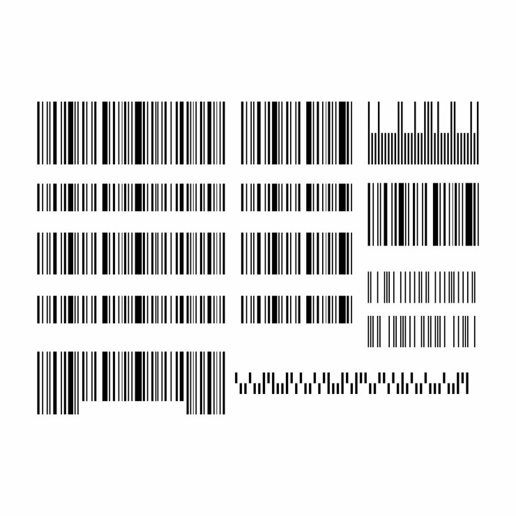 Vector un código de barras en blanco y negro con un código de barras en la parte inferior