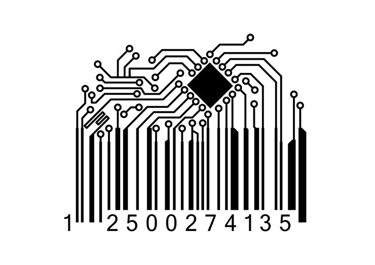 Vector código de barras con chip de computadora