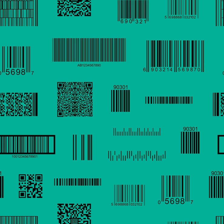 Vector código de barras y código qr de patrones sin fisuras información de datos de fondo precio e identificación del producto ilustración vectorial de códigos de barras