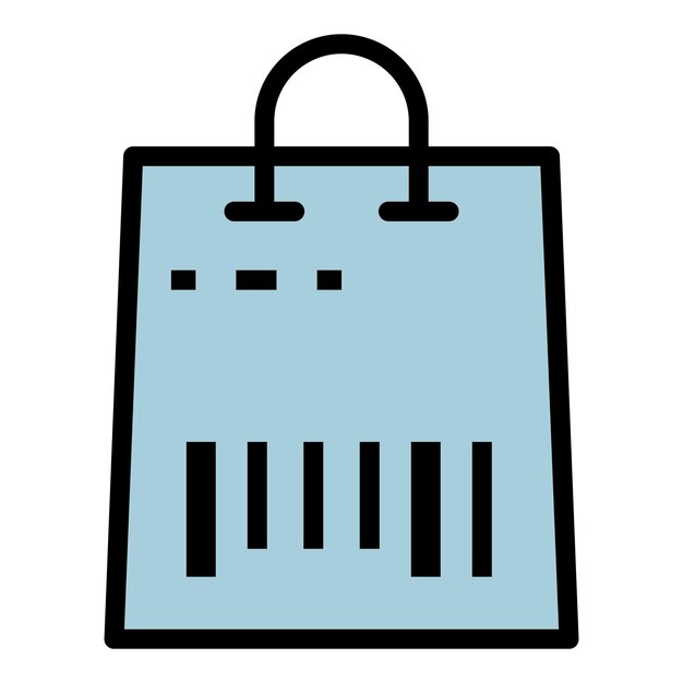 Código de barras en el icono de la bolsa Código de barras de contorno en el color del icono del vector de la bolsa plano aislado