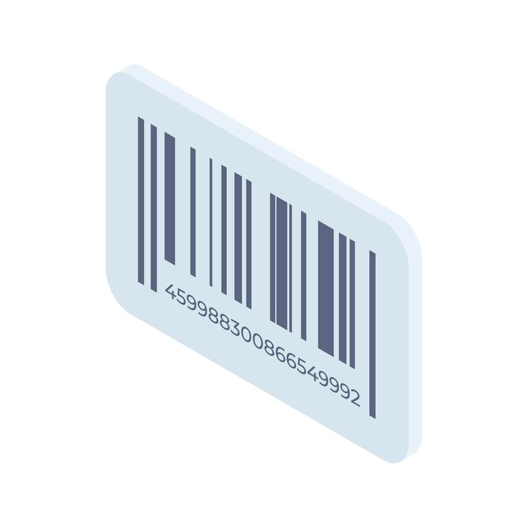 Vector código de barras isométrico ilustración de vector 3d minimalista código comercial con datos para una cómoda organización minorista de catálogos digitales información de inventario marca de etiqueta de identificación de datos logísticos