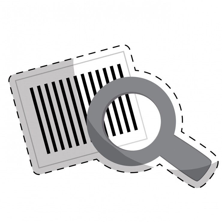 Vector código de barras y lupa