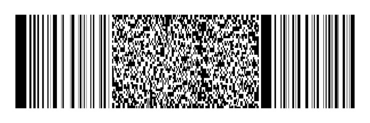 Vector código de barras negro horizontal y código qr en blanco para el fondo del patrón