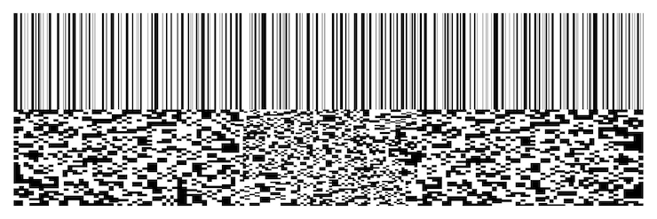 Vector código de barras negro horizontal y código qr en la ilustración de vector blanco