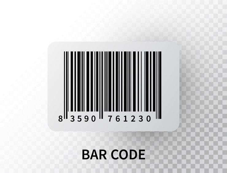 Vector código de barras realista aislado. código de barras de seguimiento negro con números.