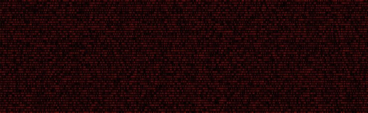 Vector código binario fondo rojo con dos dígitos binarios 0 y 1 sobre fondo negro algoritmo datos binarios