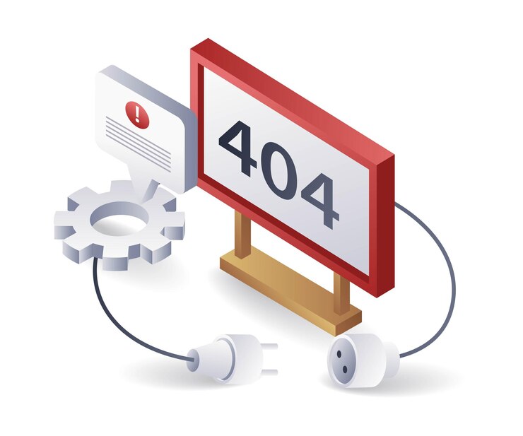 Vector código de error de advertencia 404 ilustración 3d isométrica plana