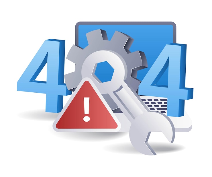 Vector código de error de advertencia de mantenimiento de computadoras 404 ilustración isométrica 3d plana