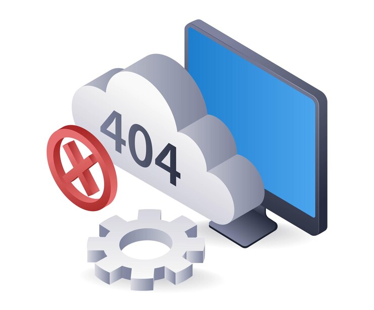 Vector código de error de computadora 404 sistema de tecnología ilustración infográfica 3d isométrica plana