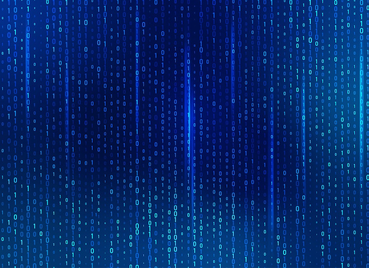 Vector código de programación binario, concepto de ciberespacio
