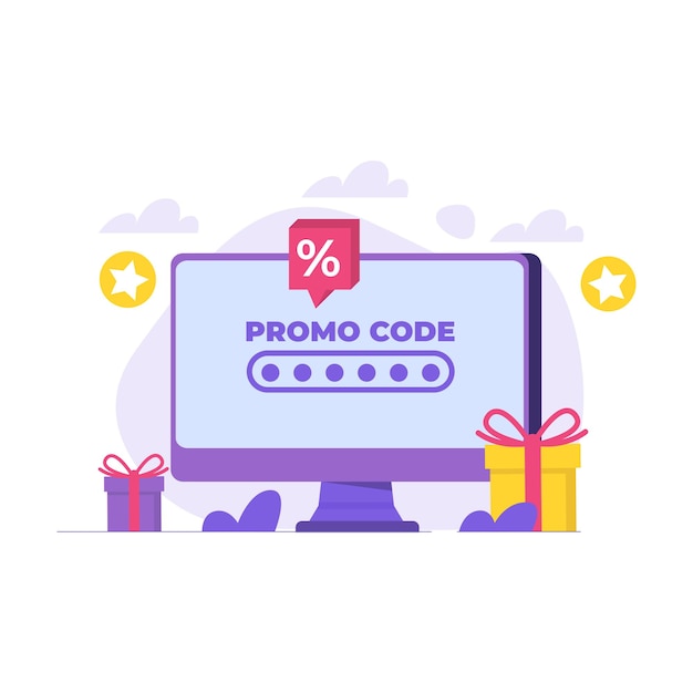 Código promocional usando el concepto Ilustración vectorial