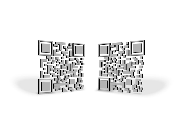 Código qr. escaneo, icono de código de barras en 3d.