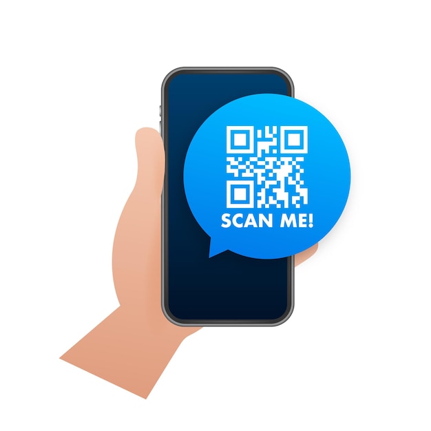 Código qr para la inscripción del teléfono inteligente escanéame con el icono del teléfono inteligente código qr para el pago