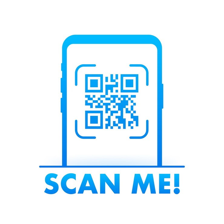 Vector código qr para la inscripción del teléfono inteligente escanéame con el icono del teléfono inteligente código qr para el pago