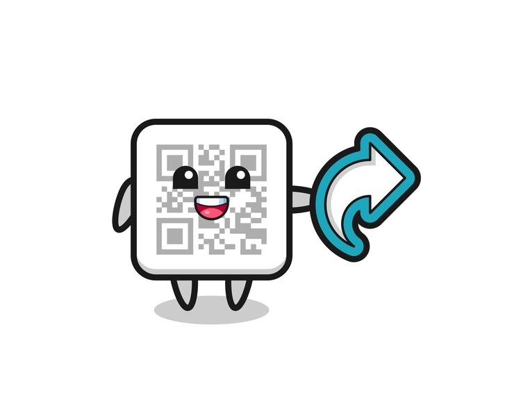 Vector el código qr lindo tiene el símbolo de compartir en las redes sociales