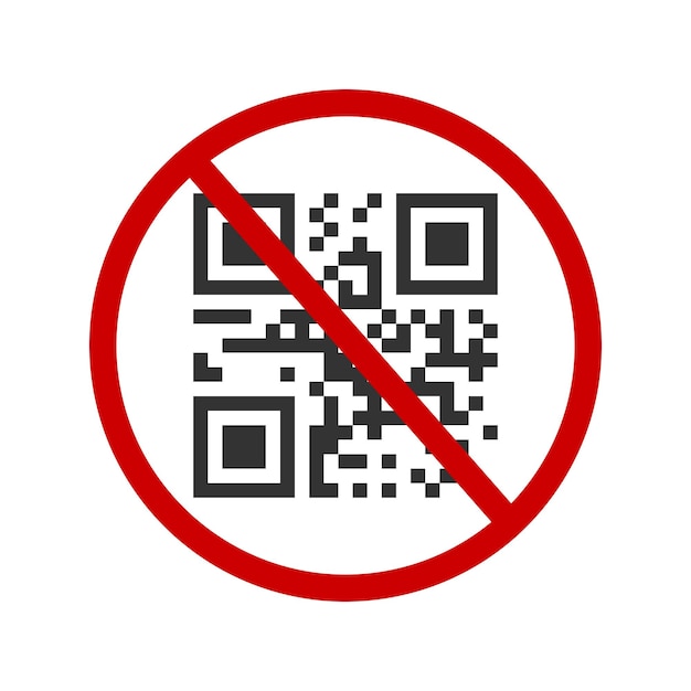 Código QR no disponible icono Código de barras de matriz de respuesta rápida en rojo signo prohibido