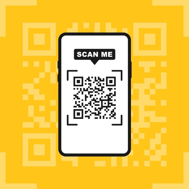 Vector código qr en la pantalla del teléfono inteligente teléfono inteligente de mano para escanear el código qr
