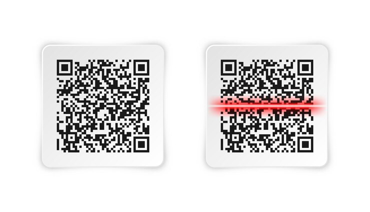 Vector código qr realista identificación adhesiva código de seguimiento número de serie identificación del producto con digital