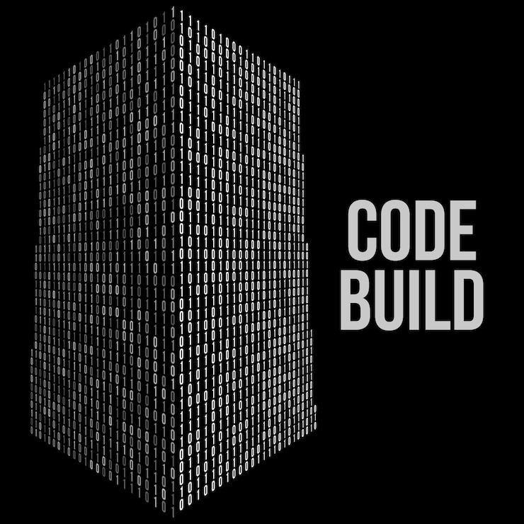 Vector código de rascacielos forma digital binaria de la construcción de una ciudad futurista ilustración vectorial de matriz