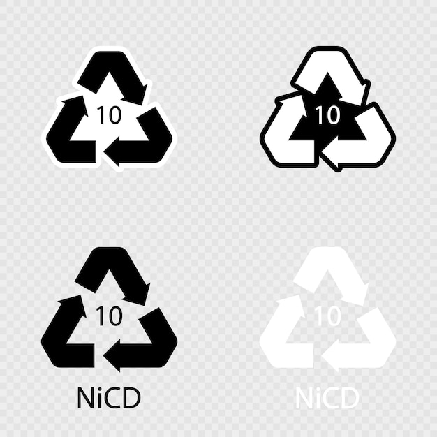 Código de reciclaje de la batería 10 Conjunto de NiCD