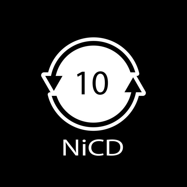 Código de reciclaje de batería 10 NiCD ilustración vectorial