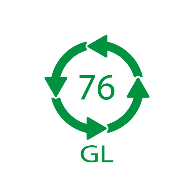 Código de reciclaje de cristal 76 GL Ilustración vectorial