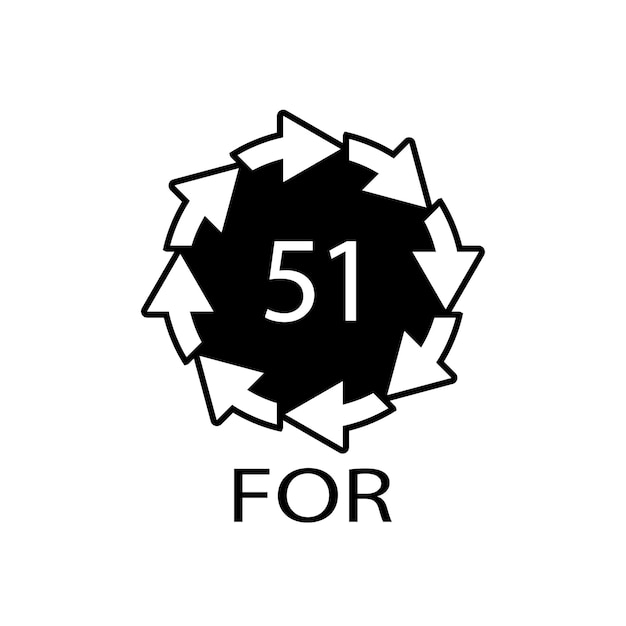 Código de reciclaje de material biológico 51 PARA ilustración vectorial