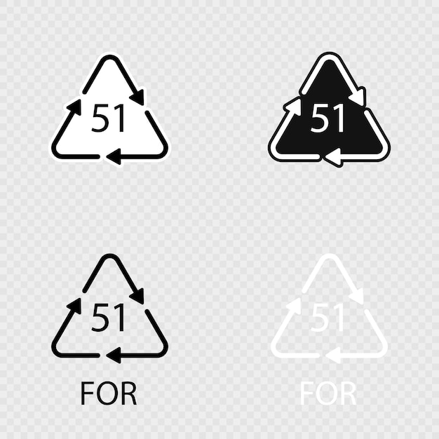 Código de reciclaje de materiales biológicos 51 para el conjunto Ilustración vectorial
