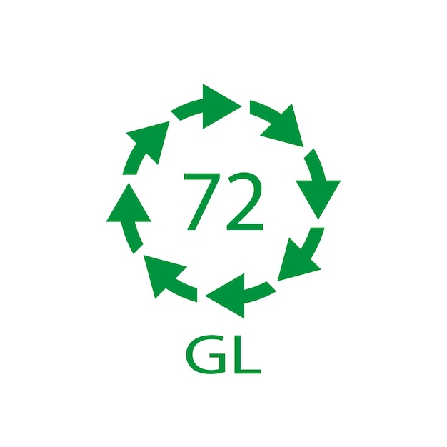 Código de reciclaje de vidrio marrón 72 GL Ilustración vectorial