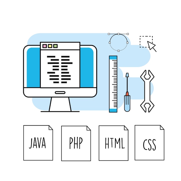 Vector código del sistema de programación de información tecnológica