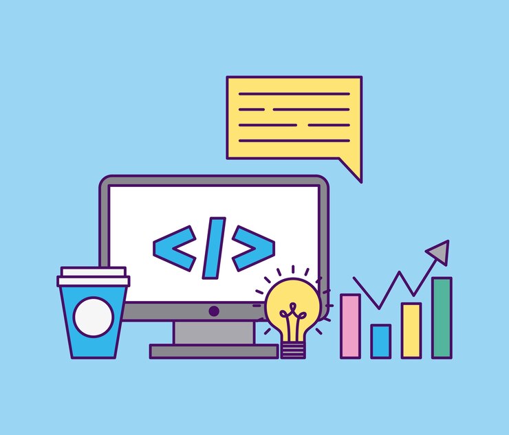 Vector códigos informáticos de desarrollo